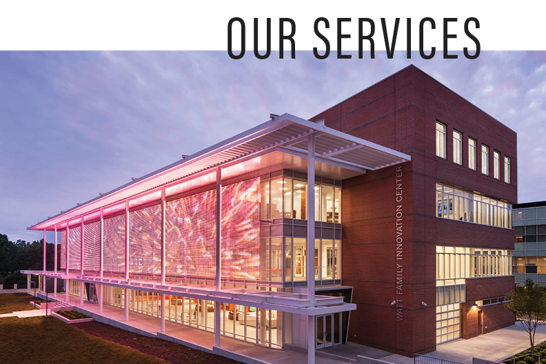 Clemson University Watt Family Innovation Center Exterior Media Mesh Grid